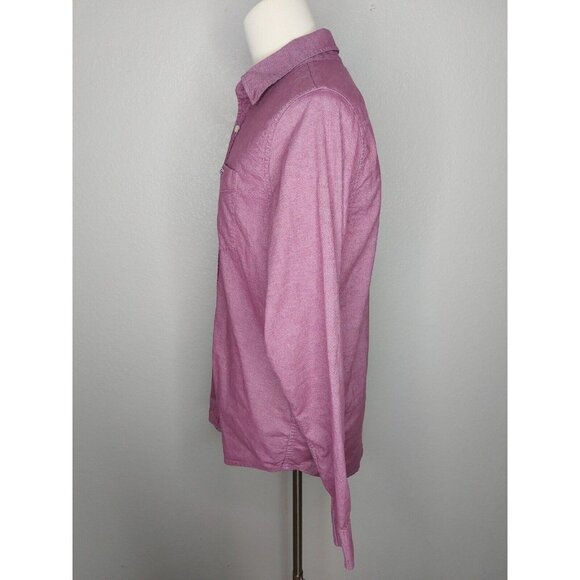Hollister Mens Large Button Up Shirt Epic Flex Stretch LS Classic Fit Mauve Pink - Picture 3 of 14